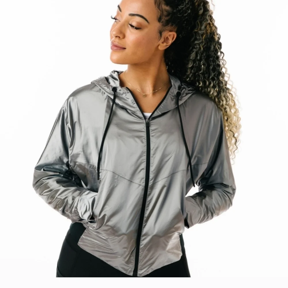 NWT Zyia active silver galaxy full zip hooded jacket size S - Picture 7 of 8